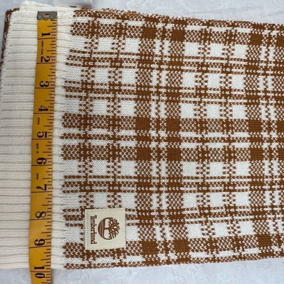 Timberland ‘Buffalo’ Plaid Scarf Tan Cream - Picture 8 of 13